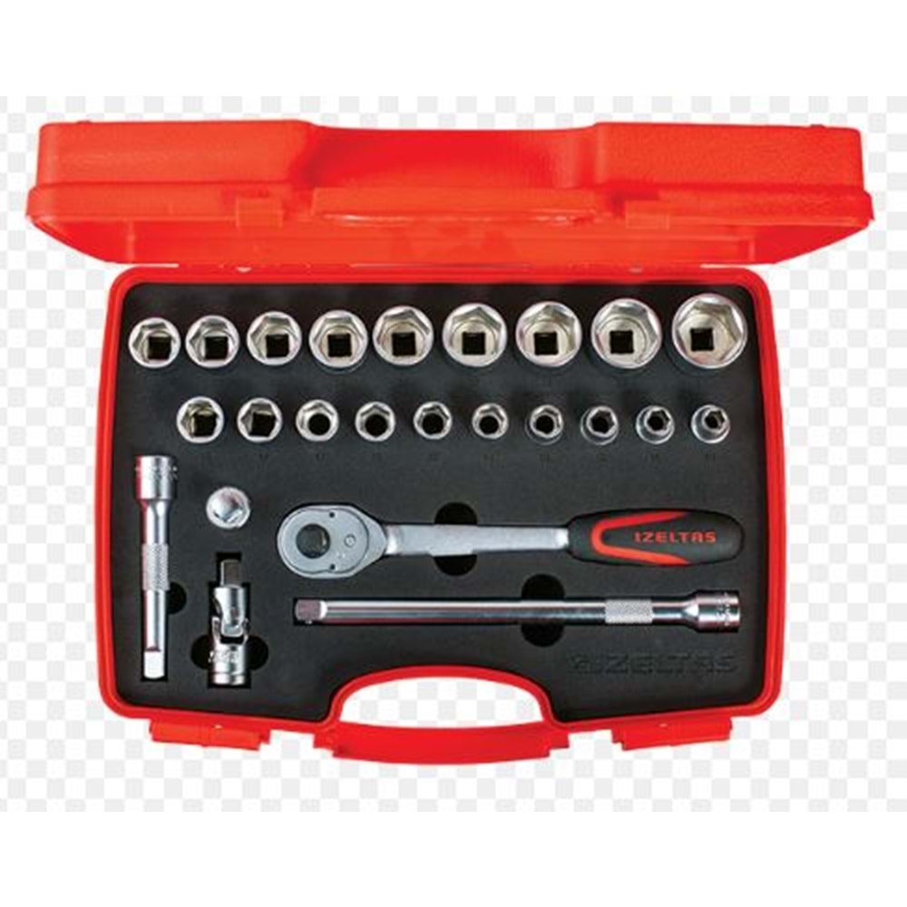 İZELTAŞ - 1/2'' ALTI KÖŞE LOKMA ANAHTAR TAKIMI 24 PARÇA - 1113002024