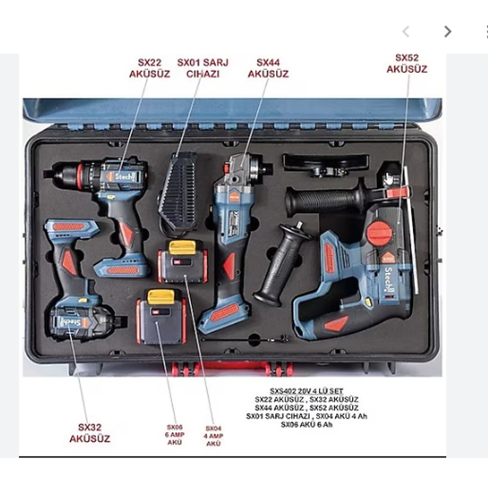 STECH - SXS402 4LÜ AKÜLÜ SET 20V